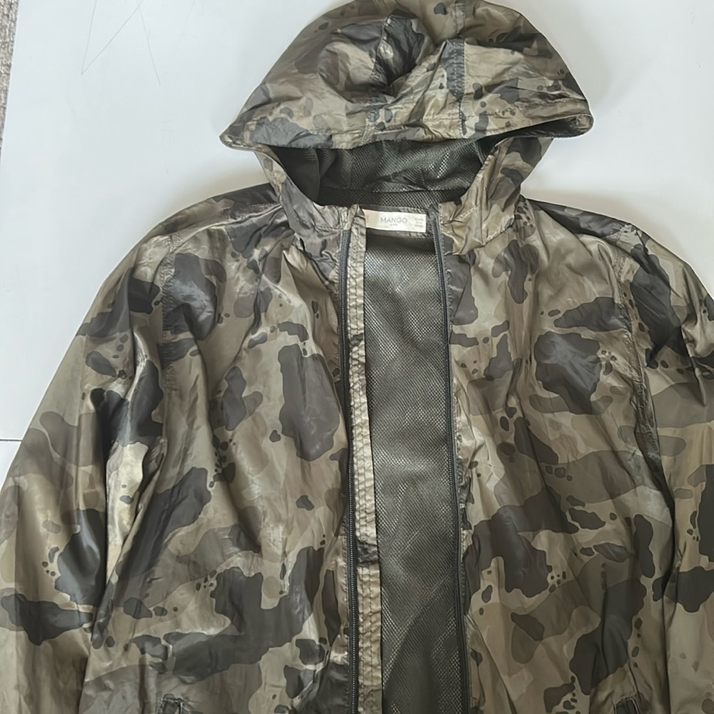 Mango Kids Lightweight Windbreaker, Green Camouflage, Kids 13-14 yrs, 164 cm